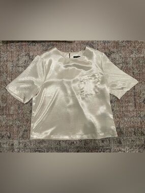 Who What Wear Satin Short-Sleeve Top
